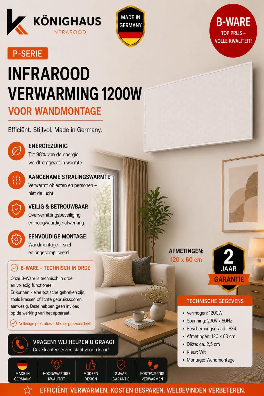 Könighaus P-Serie 1200w B-kwaliteit, Ophalen, Zo goed als nieuw