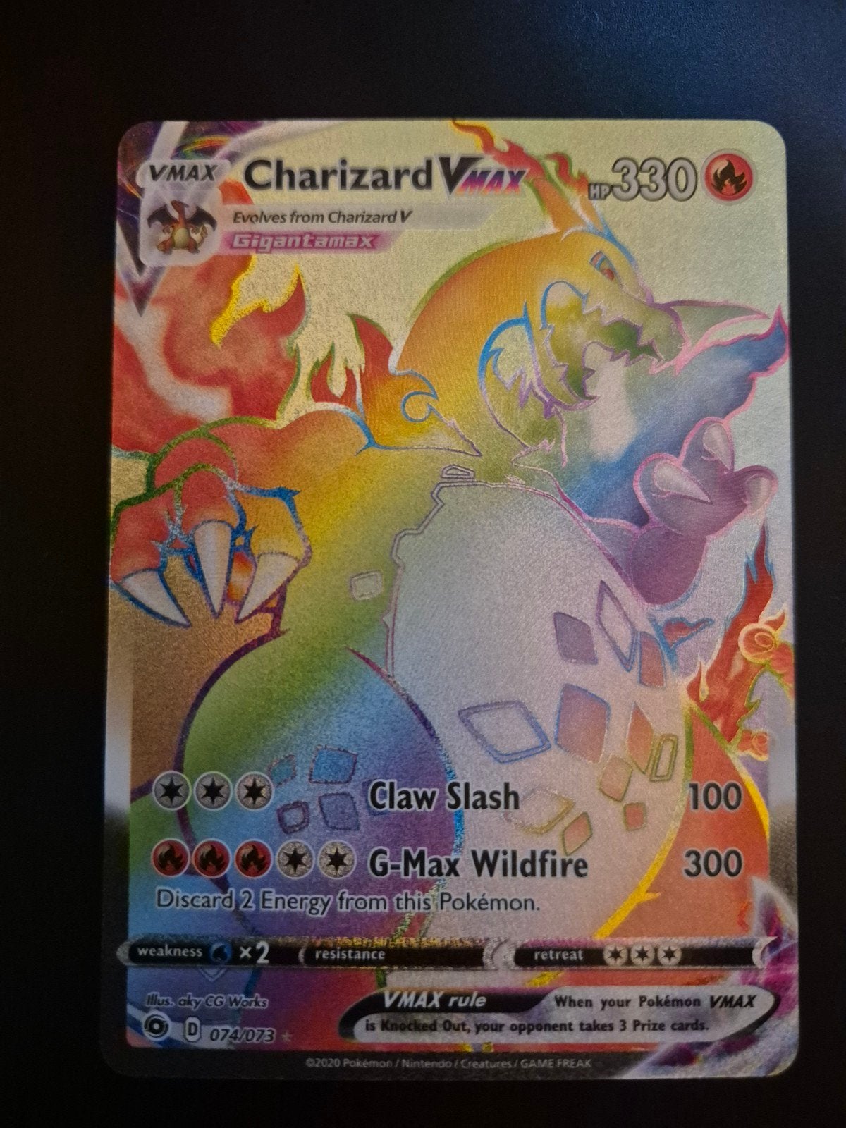 Charizard VMAX Rainbow Rare Champions Path Pokémon Kaart, Ophalen of Verzenden