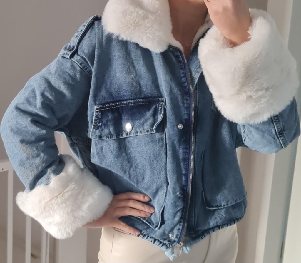 Jean jas met faux fur detail, Ophalen of Verzenden, Nieuw, Blauw