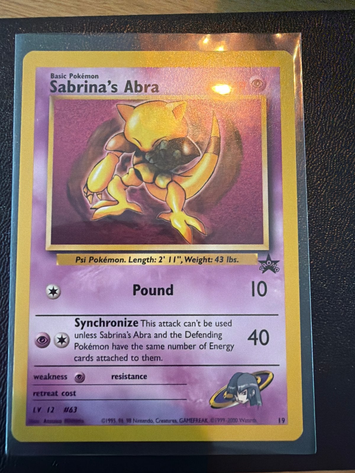Sabrina's Abra Pokémon Kaart (Promo, LV 12, #63), Ophalen of Verzenden, Zo goed als nieuw, Losse kaart