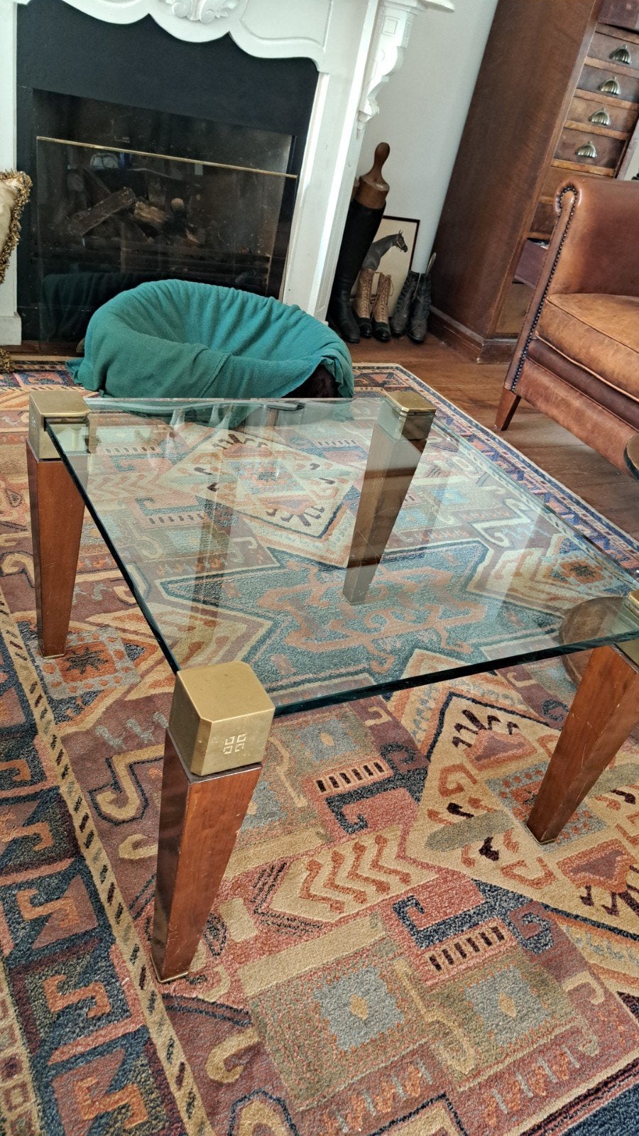 Design glastafel ontwerper Peter Ghyczy, Ophalen, Gebruikt, 50 tot 100 cm, Glas