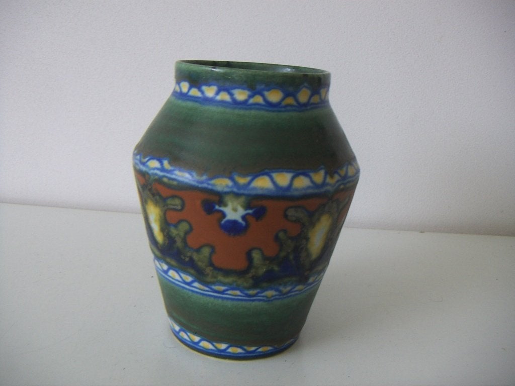 Zuid Holland Gouda plateel keramiek vaas jr1920. Dec. Candia, Antiek en Kunst, Ophalen of Verzenden