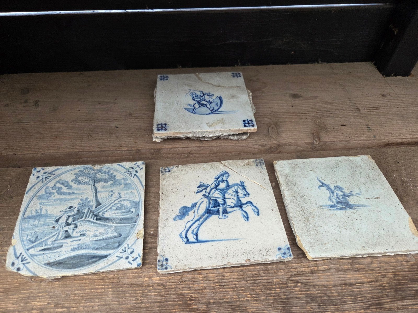 oude delfts blauwe tegels o.a ruiter tegel, Ophalen of Verzenden