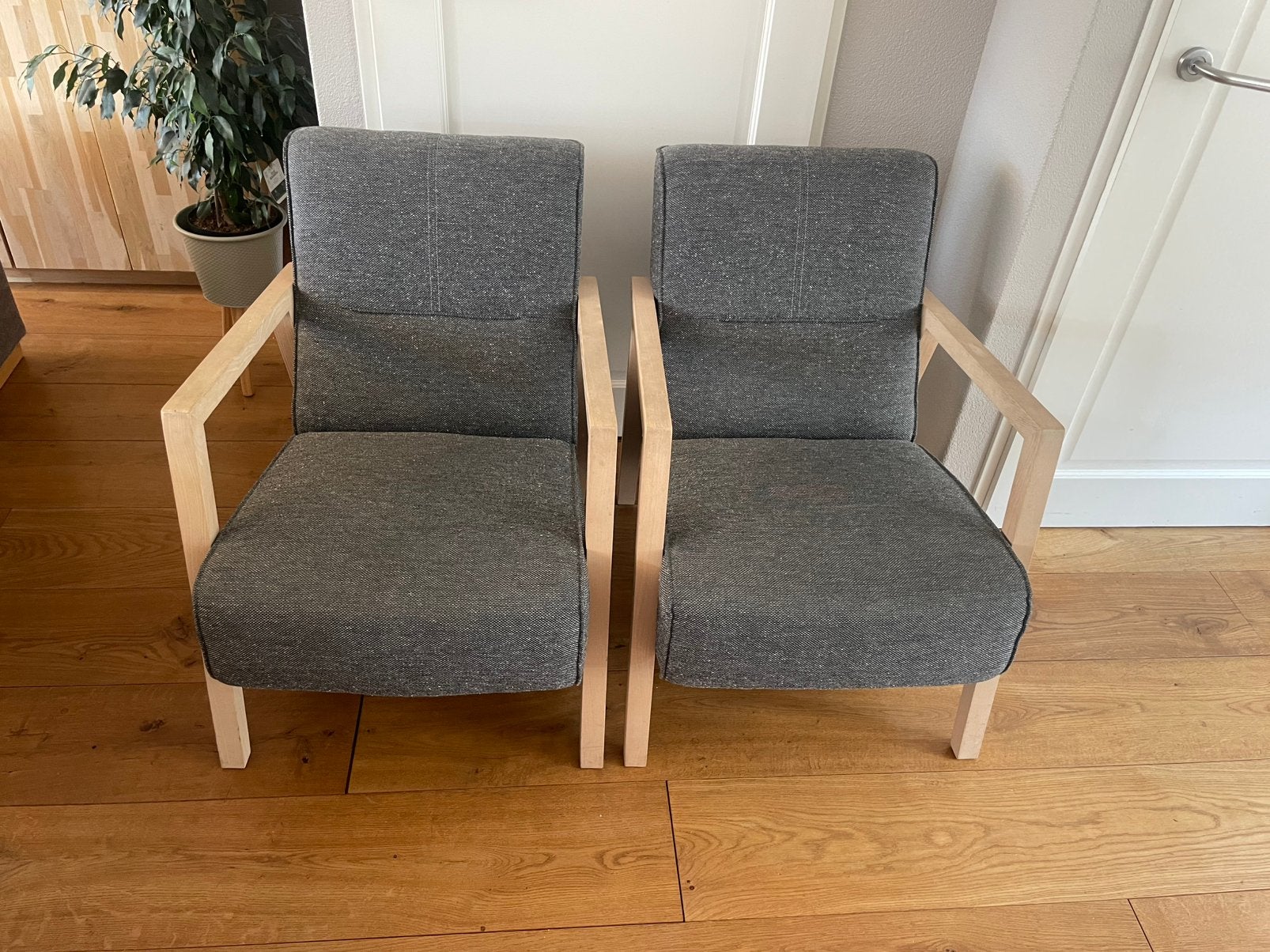 Set van 2 fauteuils Bueno van Xooon antraciet, Ophalen, 75 tot 100 cm, Zo goed als nieuw, Stof