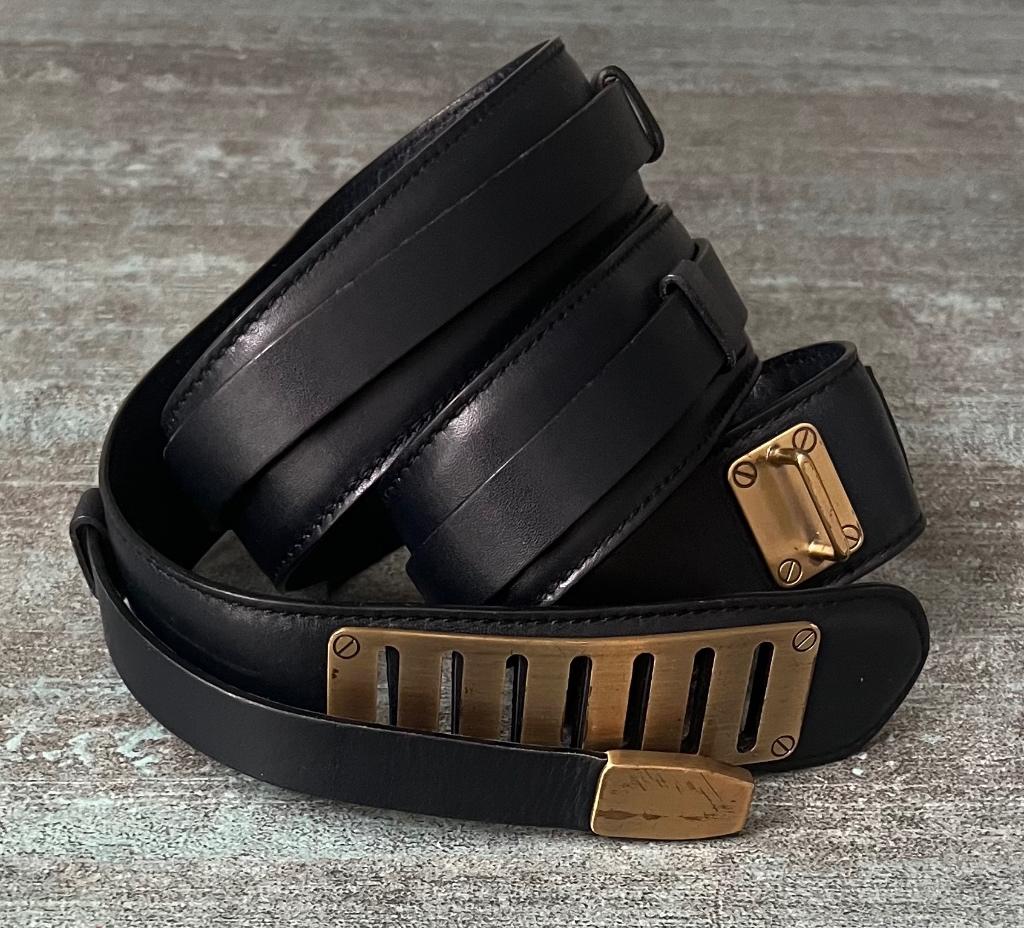 Elegante Jil Sander riem in zwart leer. 85 cm., Kleding | Dames, Riemen en Ceinturen, 80 tot 90 cm, 3 tot 5 cm, Ophalen of Verzenden