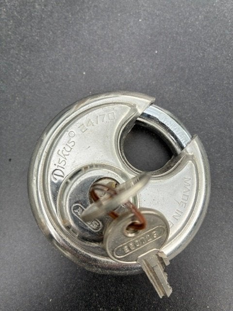 Abus Diskus slot 24/70, Ophalen of Verzenden, Gebruikt, Chroom, Slot