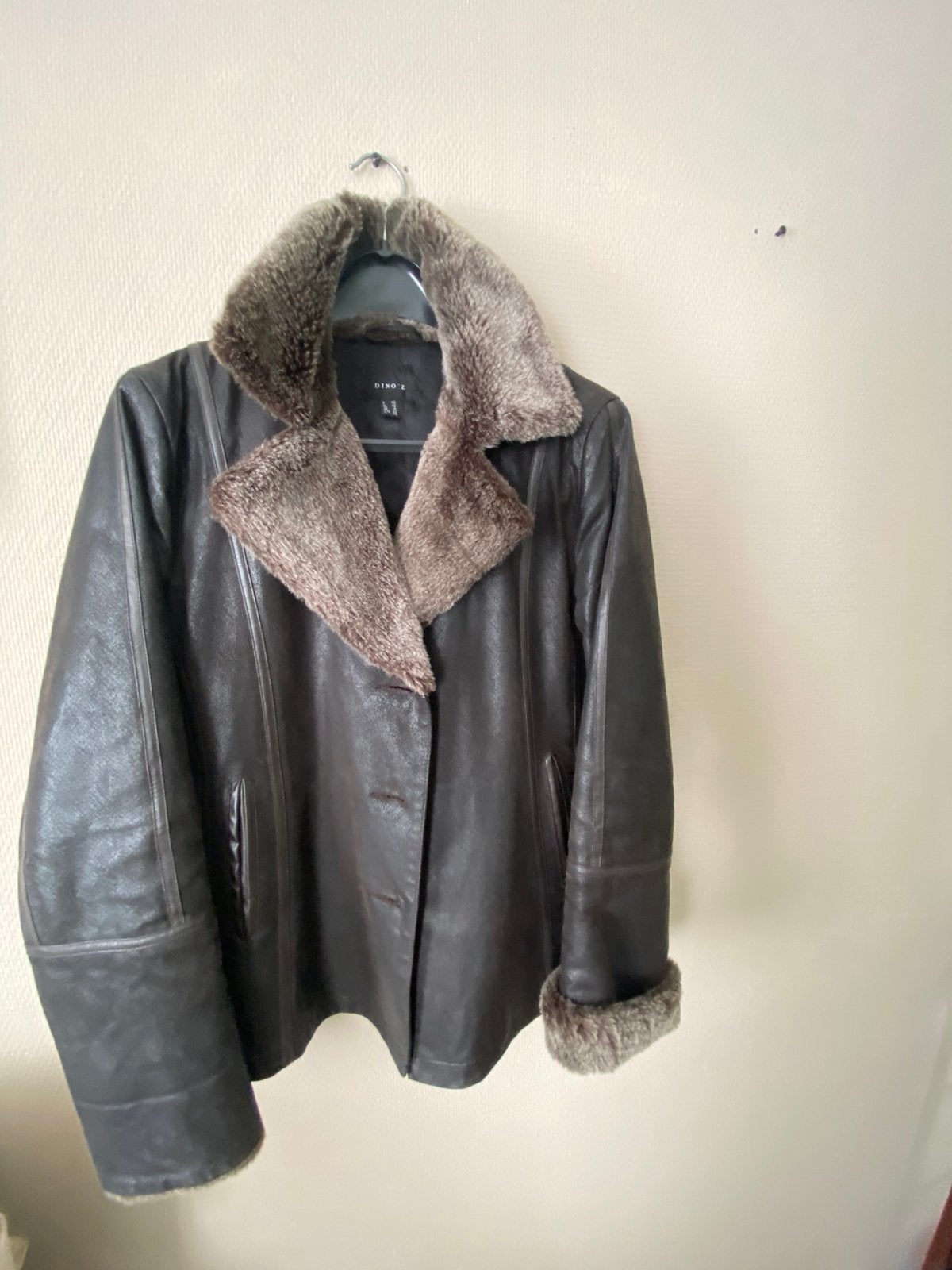 Leren  dames winterjas mt 40, Ophalen of Verzenden, Zo goed als nieuw, Maat 38/40 (M), Bruin