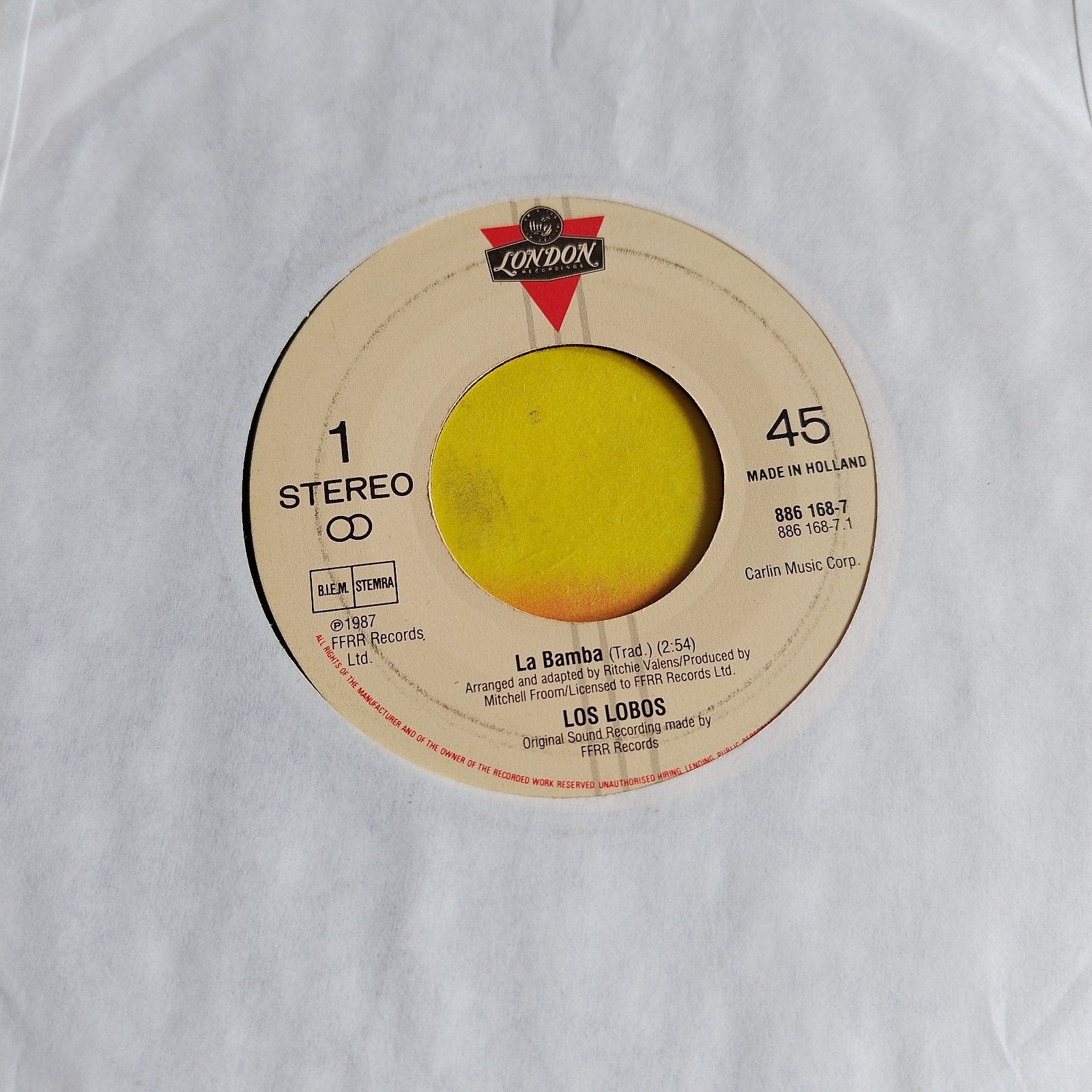 Los Lobos - La Bamba (Single, 1987), Gebruikt, Filmmuziek en Soundtracks, 7 inch, Ophalen of Verzenden