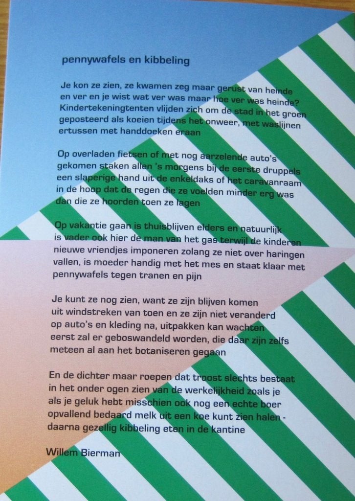 Gedicht op kaart - Pennywafels en kibbeling - Willem Bierman, Verzamelen, Verzenden, 1980 tot heden, Ongelopen, Overige thema's
