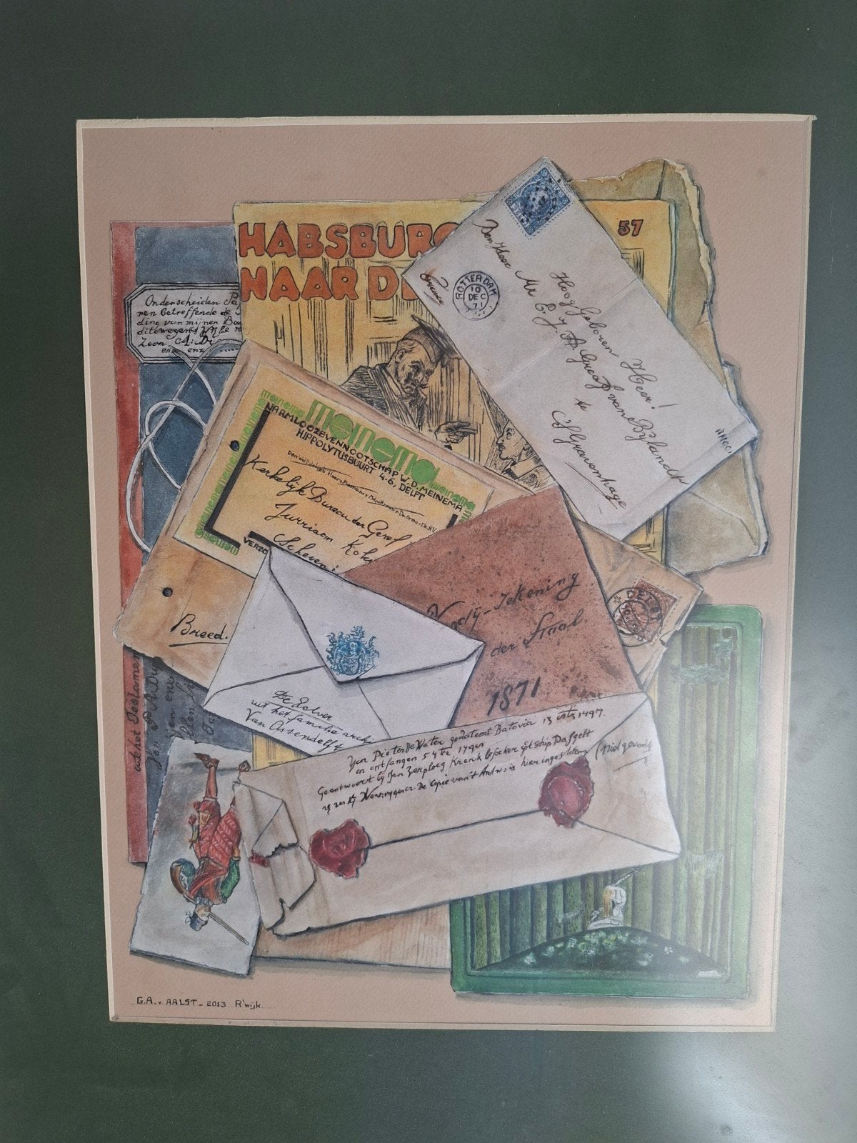 Schilderij van oom: Brieven en documenten (34x45 cm), Ophalen of Verzenden