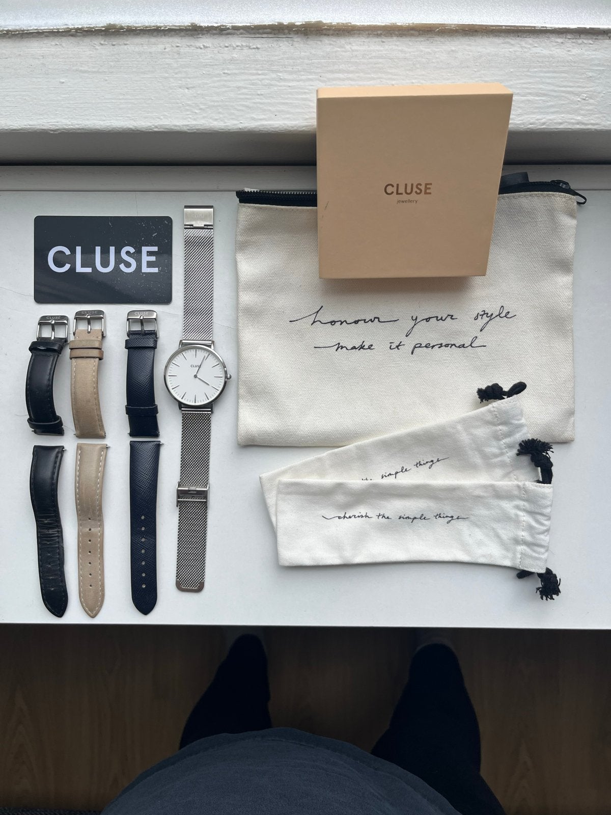 CLUSE Minuit horloge met zilverkleurig mesh bandje, Sieraden, Tassen en Uiterlijk, Leer, Staal, Polshorloge, Ophalen of Verzenden