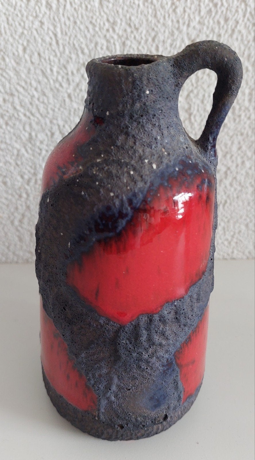Vintage West Germany Fat Lava Vaas Rood Zwart, Ophalen of Verzenden