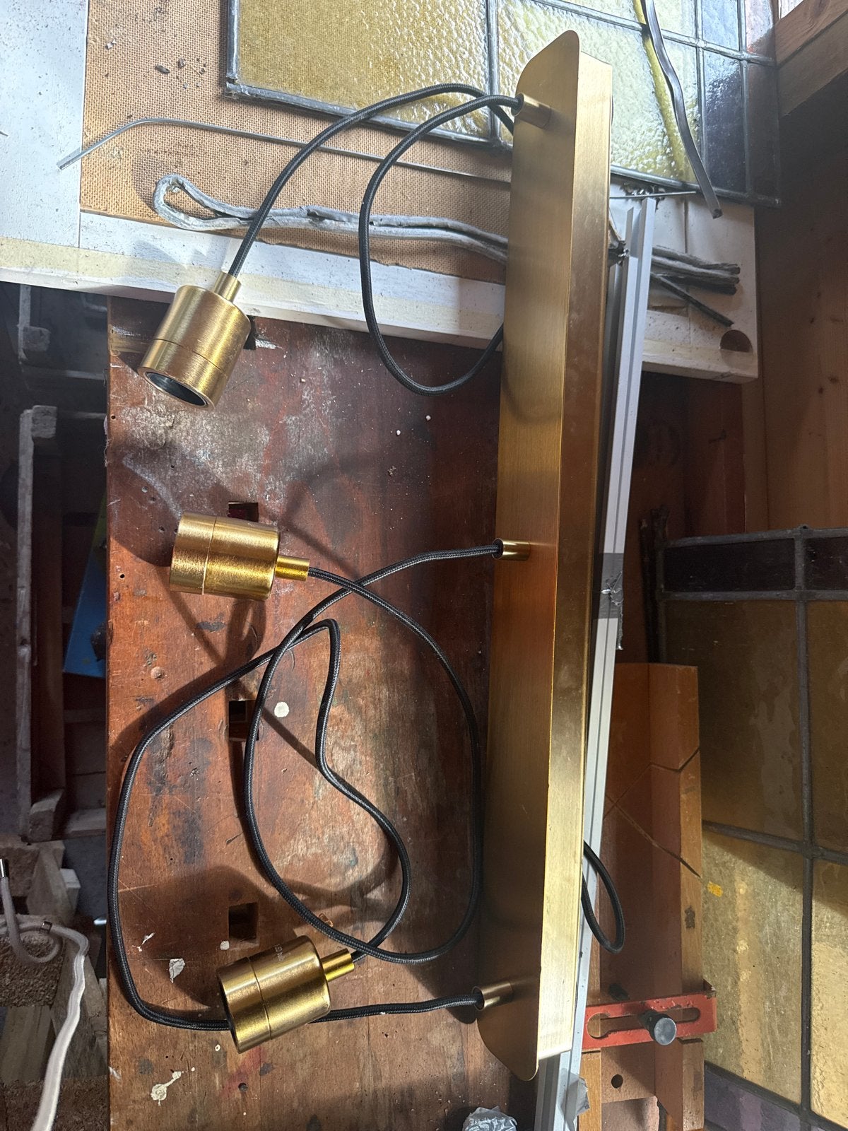 Gouden hanglamp met 3 fittingen - Modern design, Ophalen, 100 tot 150 cm, Nieuw, Minder dan 25 cm
