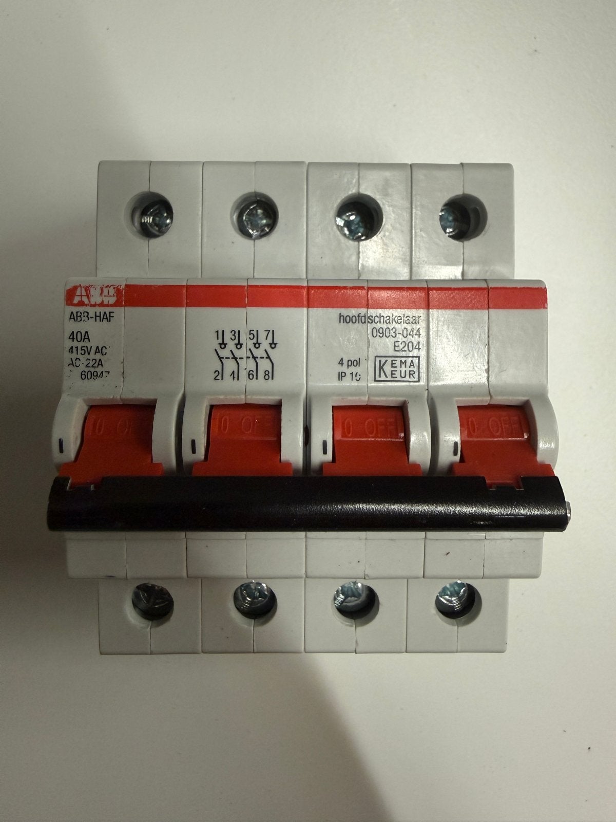 ABB-HAF Hoofdschakelaar 40A 4-polig, Ophalen of Verzenden, Zo goed als nieuw, ABB, Schakelaar