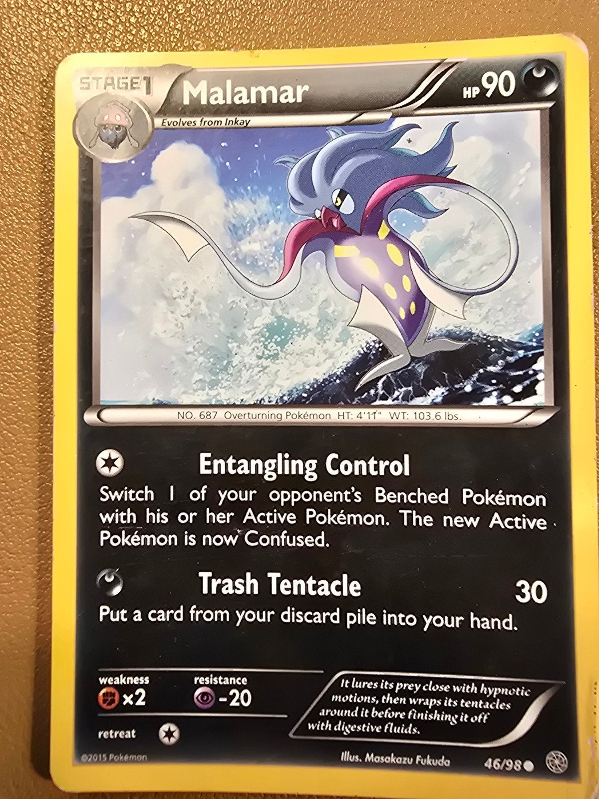 Pokémon Kaart Malamar (2015) - Goede Conditie, Ophalen of Verzenden, Gebruikt, Losse kaart