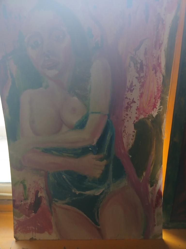 Schilderij acryl naakt., Ophalen