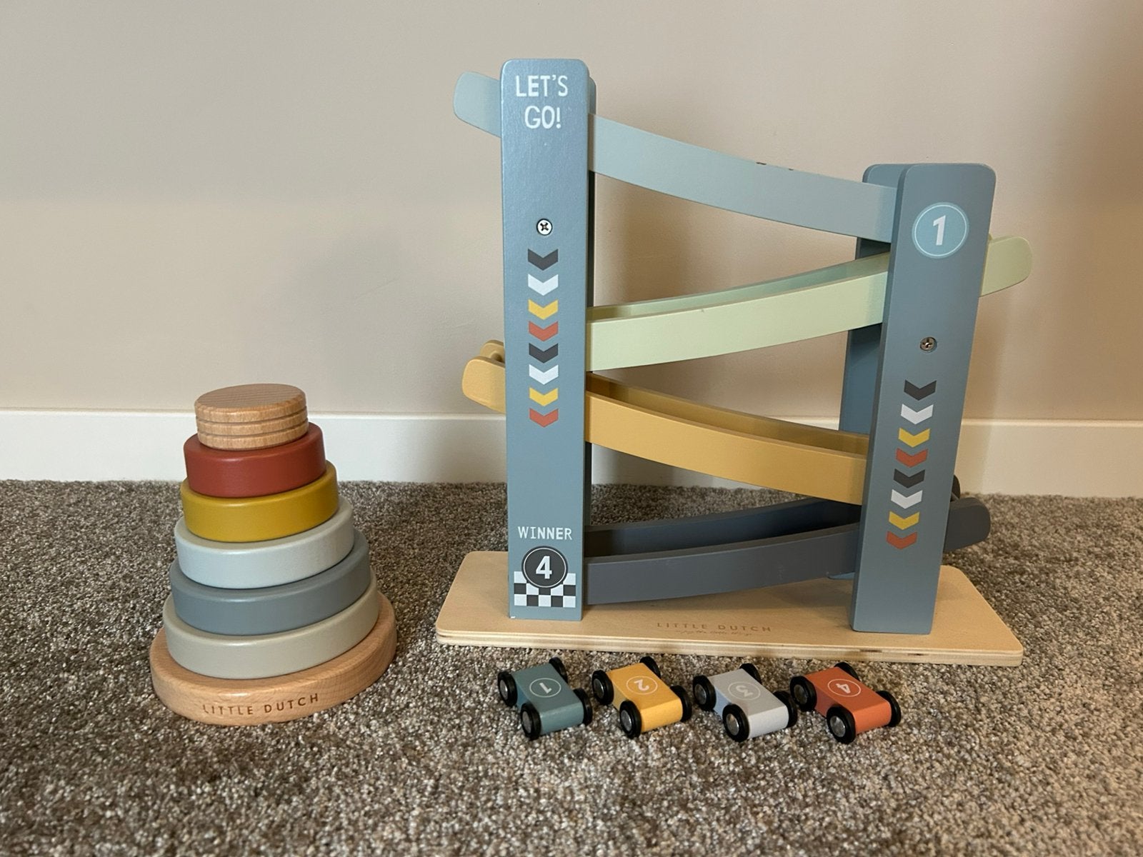 ** Little Dutch houten rollerbaan en stapeltoren **, Kinderen en Baby's, Speelgoed | Houten speelgoed, Ophalen of Verzenden, Zo goed als nieuw