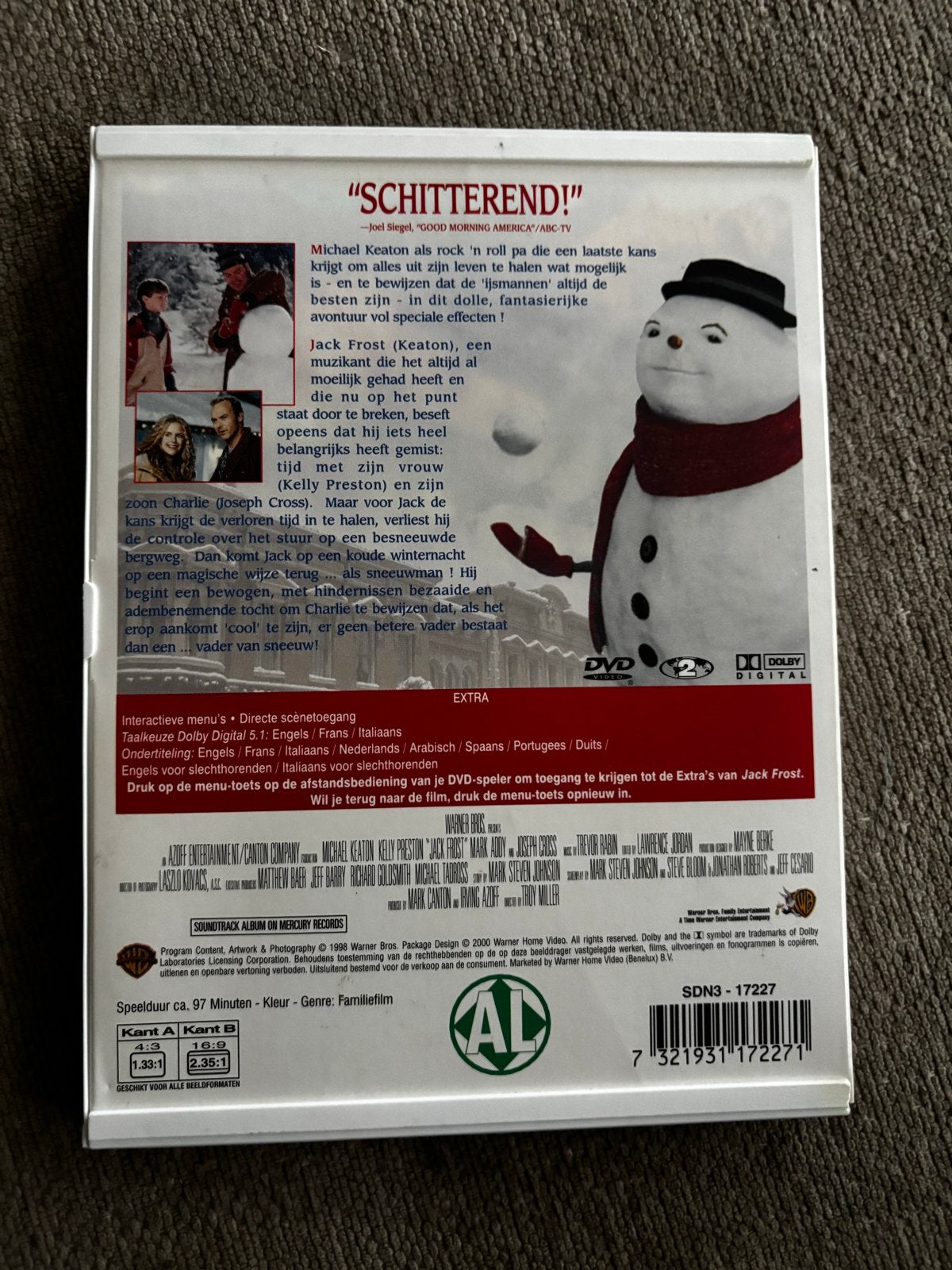 Jack Frost DVD - Familie Kerstfilm met Michael Keaton, Cd's en Dvd's, Alle leeftijden, Nederlands, Ophalen of Verzenden, Inclusief doosje