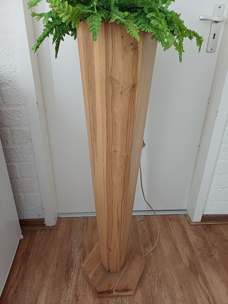 HOUTEN BLOEM / LAMP VAAS, Ophalen, Zo goed als nieuw, Hout, E27 (groot)