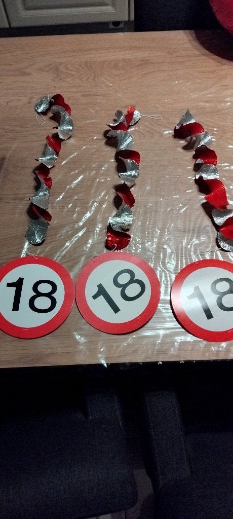 set 18 jaar feest artikelen, Ophalen of Verzenden, Gebruikt, Versiering, Verjaardag