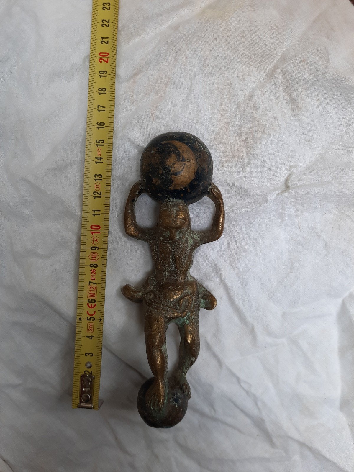 Bronzen Atlas beeldje - Vintage decoratie, Ophalen of Verzenden