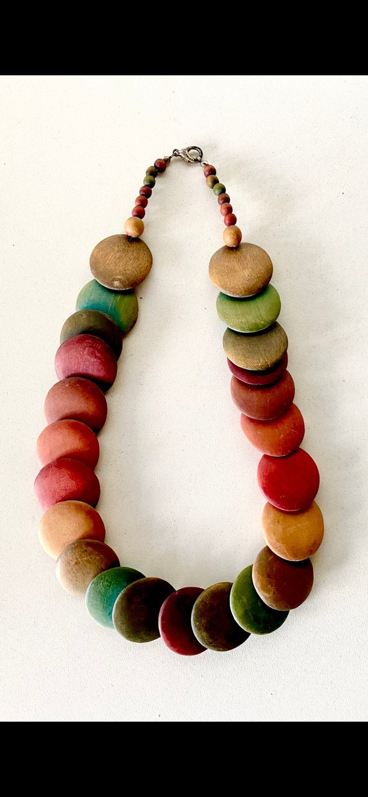 jaren ‘70 ‘TAGUA’NOTENHOUTEN KETTING BOHO-STIJL, Sieraden, Tassen en Uiterlijk, Ophalen of Verzenden, Zo goed als nieuw, Overige kleuren