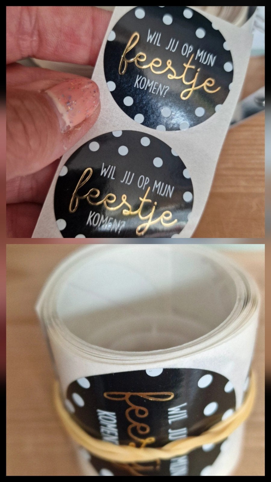 Stickers 4cm rol 200 stuks 'Wil jij op mijn feestje komen?', Ophalen of Verzenden