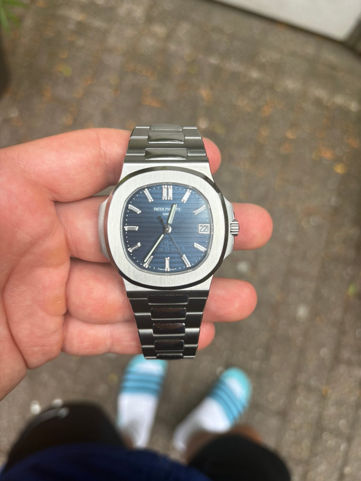 Patek Philippe met custom wijzerplaat en lab diamanten, Overige merken, Staal, Staal, Polshorloge
