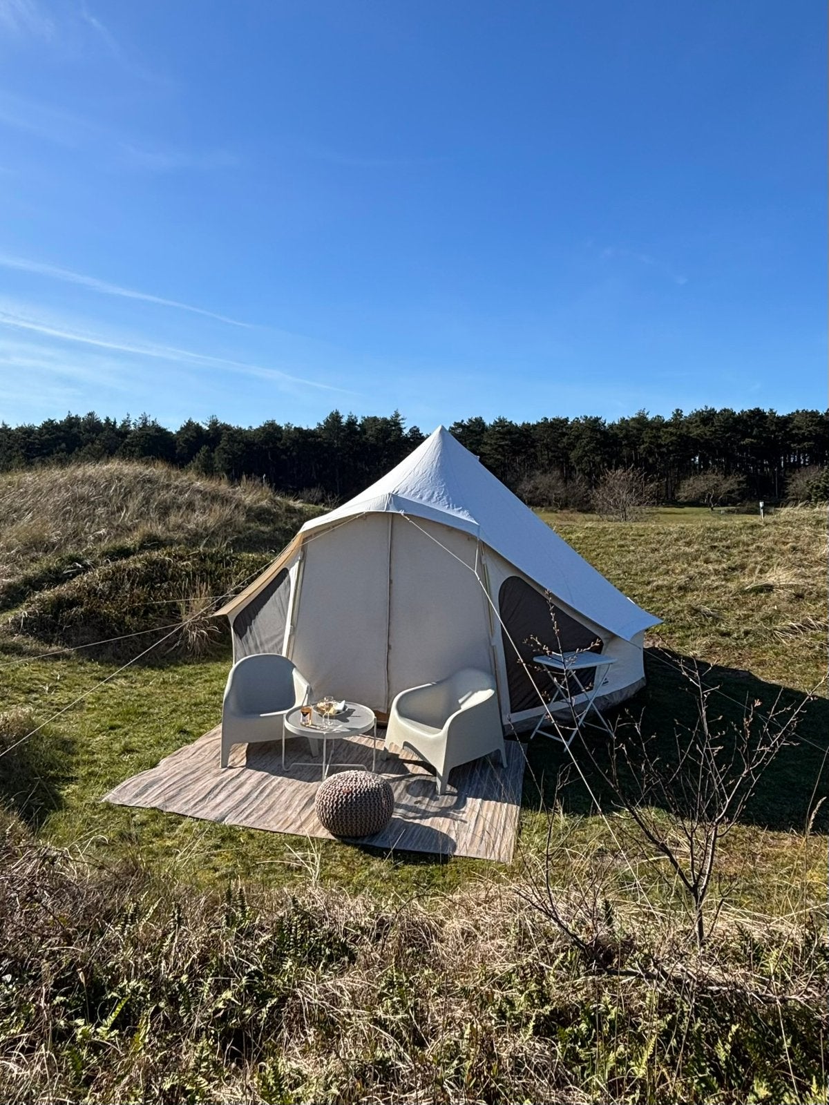 Ruime katoenen belltent 5 meter  in goede staat., Caravans en Kamperen, Ophalen of Verzenden, Gebruikt