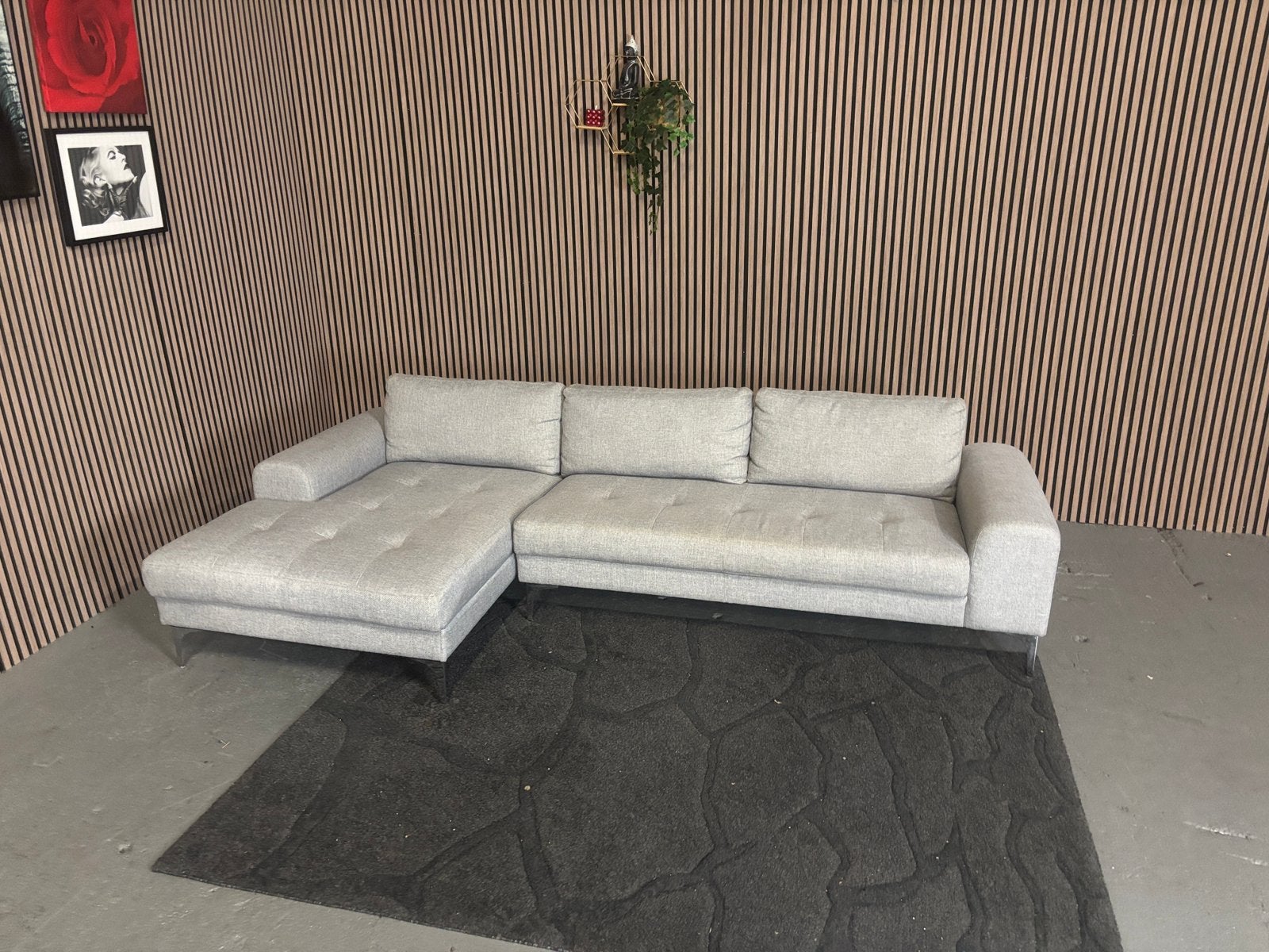 GRATIS LEVERING Loungebank Grijs 285x150 GEREINIGD, Huis en Inrichting, Banken | Bankstellen, 250 tot 300 cm, Hoekbank, Ophalen of Verzenden