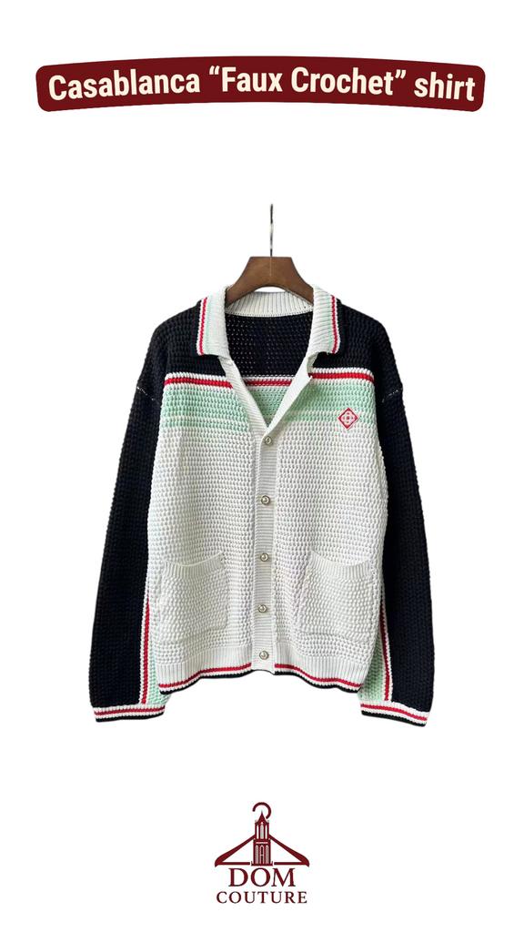 Casablanca “Faux Crochet” vest shirt Maat S M zwart/wit, Kleding | Heren, Truien en Vesten, Ophalen of Verzenden