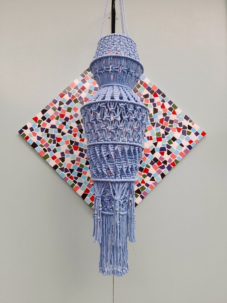 Lampion macrame blauw nieuw handgemaakt, Ophalen of Verzenden, Nieuw, Blauw
