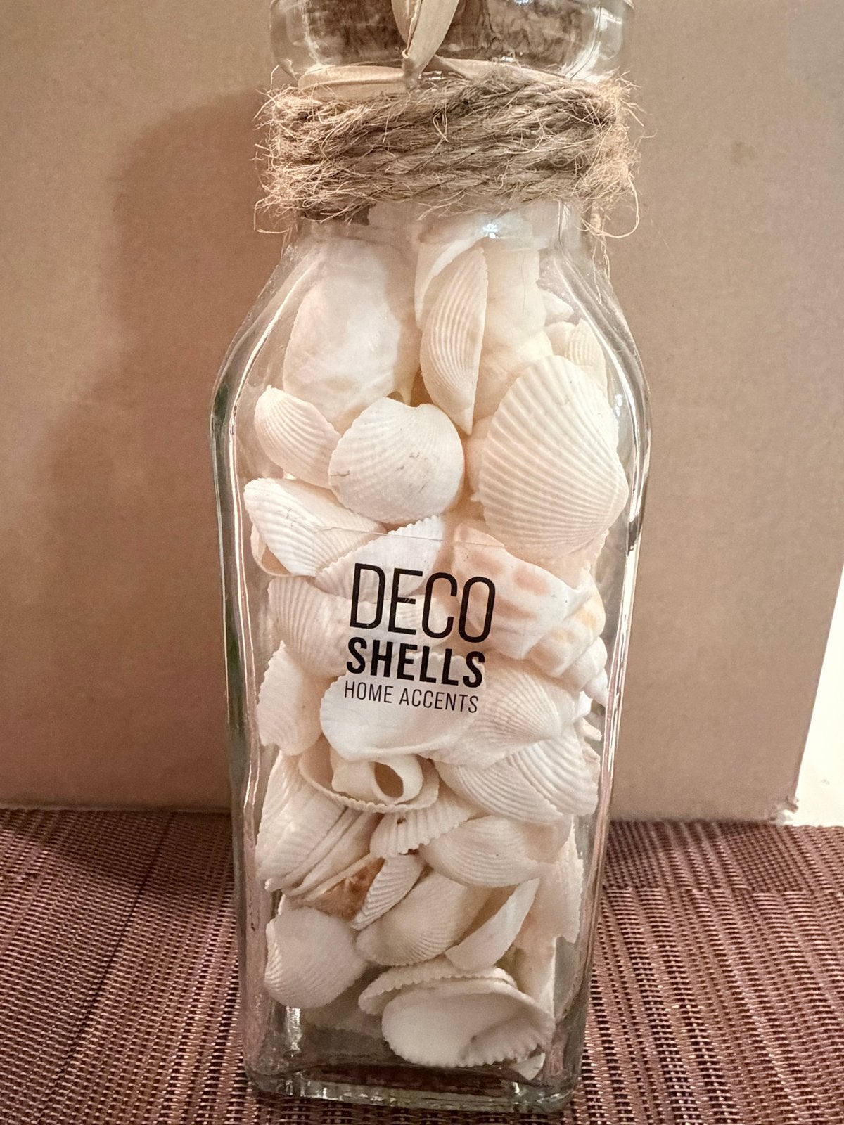 Decoratieve fles met schelpen - Deco Shells, Ophalen, Wit, Glas, Landelijk