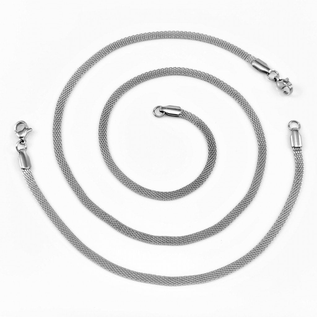 Mesh Schakelsketting + Armband Dames Set - RVS Zilverkleur, Overige materialen, Birgitta-Gracht 33, 6465 EL Kerkrade, Nederland