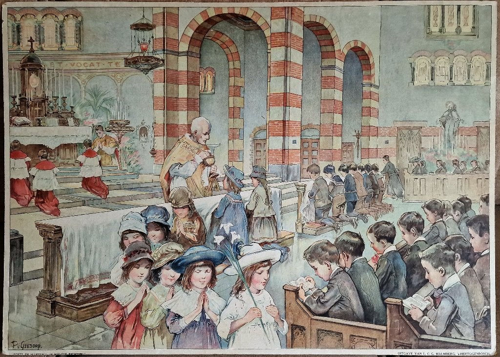 Kindercommunie / P. van Geldorp, Antiek en Kunst, Ophalen, Geschiedenis