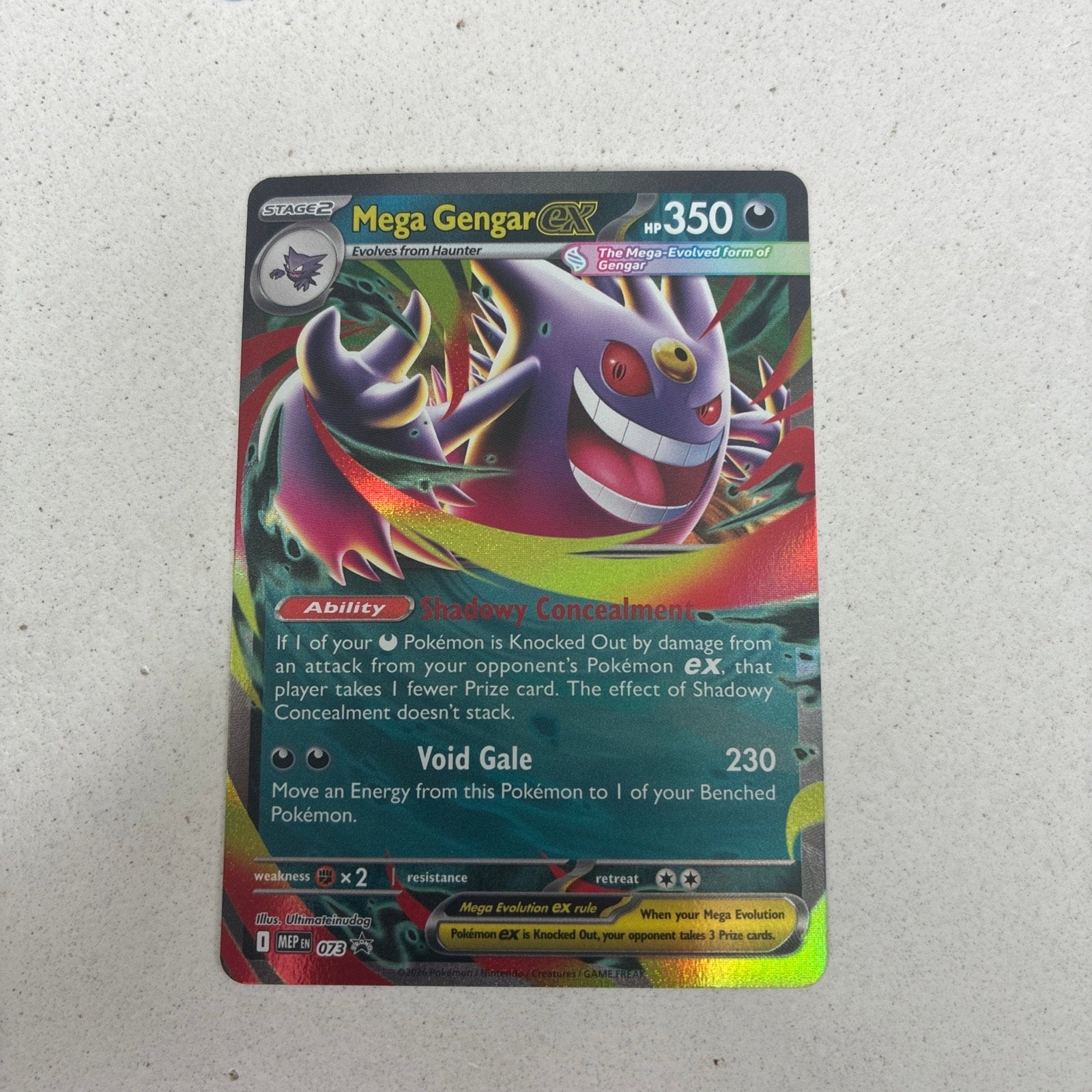 Mega Gengar EX Pokémon kaart - Holo Foil, Ophalen of Verzenden, Zo goed als nieuw, Losse kaart, Foil