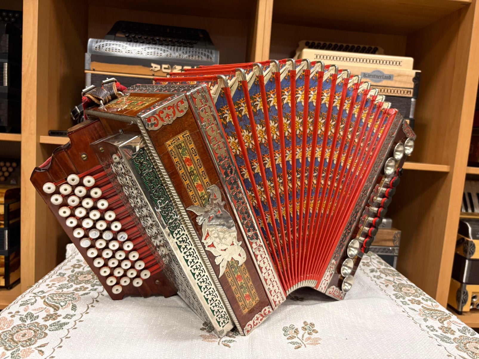 Steirische Harmonika Novak, Gebruikt, Overige formaten, Met koffer, Knopaccordeon