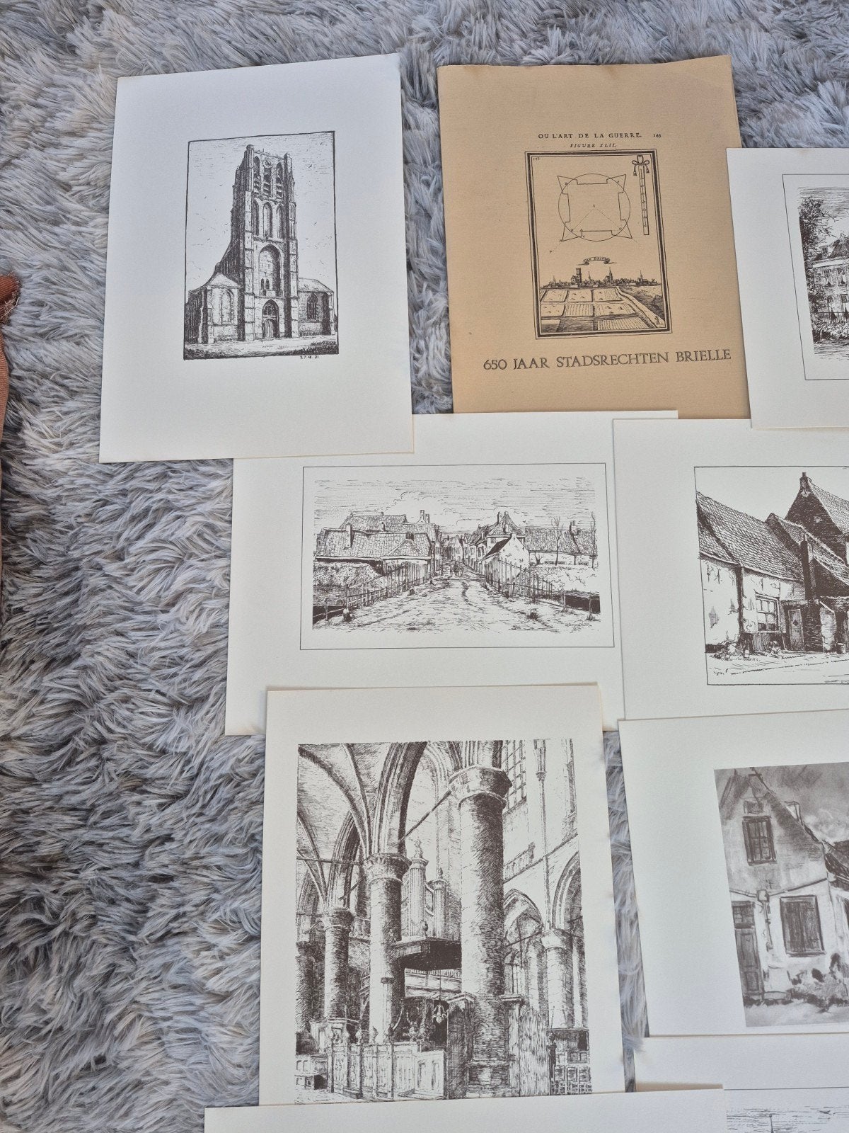 Diverse etsen en gravures - Stadsgezichten en architectuur, Antiek en Kunst, Stadsgezicht, Ophalen of Verzenden, Origineel, 1950 - 1999