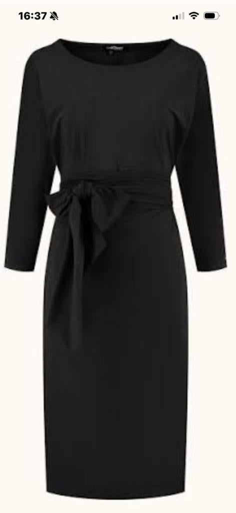 LaDress Caroline Zwart Travelstof Jurk Maat S ZGAN, Zwart, Ophalen of Verzenden, Zo goed als nieuw, Knielengte