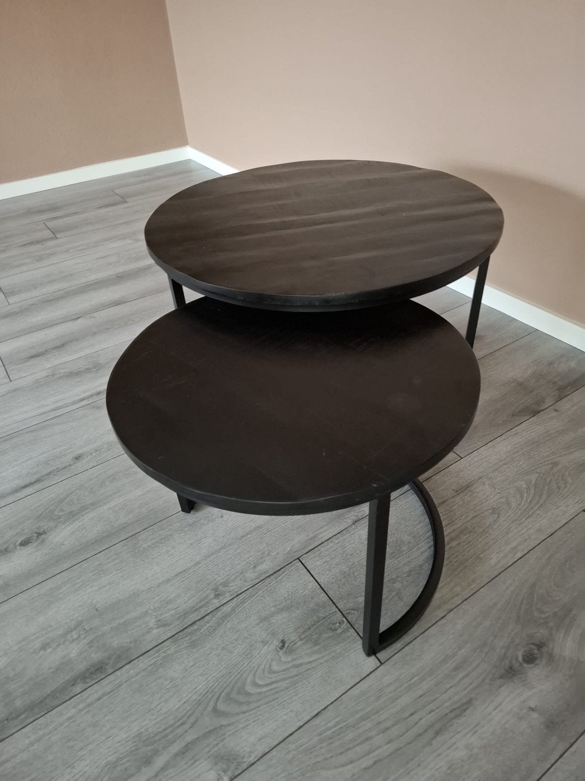 Set van 2 ronde salontafels - zwart, Ophalen, Gebruikt, Rond, 50 tot 100 cm