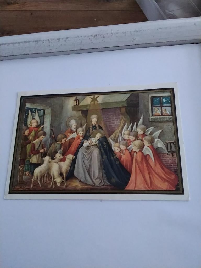 MARIA MET KINDJE JEZUS OMRINGT DOOR ENGELEN EN HERDERS, Ophalen of Verzenden, Overige thema's