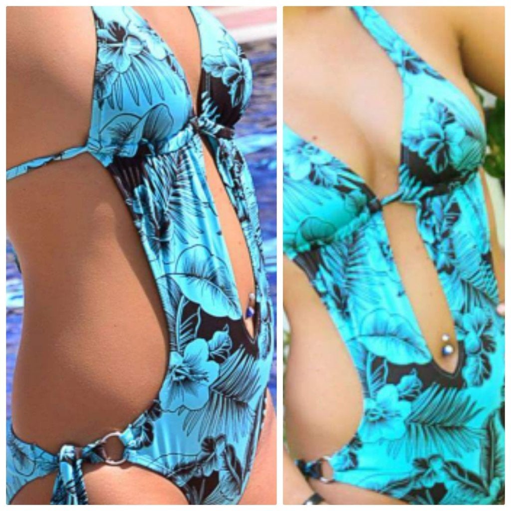 Semikini monokini blauw bruin maat m maat 38 bikini, New Yorker, Zo goed als nieuw, Bikini, Verzenden