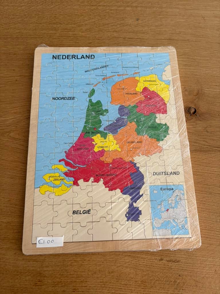 Houten puzzel van nederland, Gebruikt, Van hout, 6 jaar of ouder, Meer dan 50 stukjes