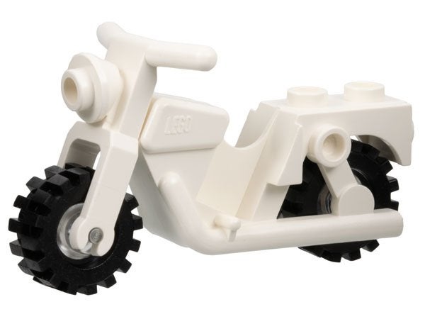 Lego White Motorcycle Town with Trans-Clear Wheels with, Gebruikt, Lego, Accessoire, Ophalen of Verzenden