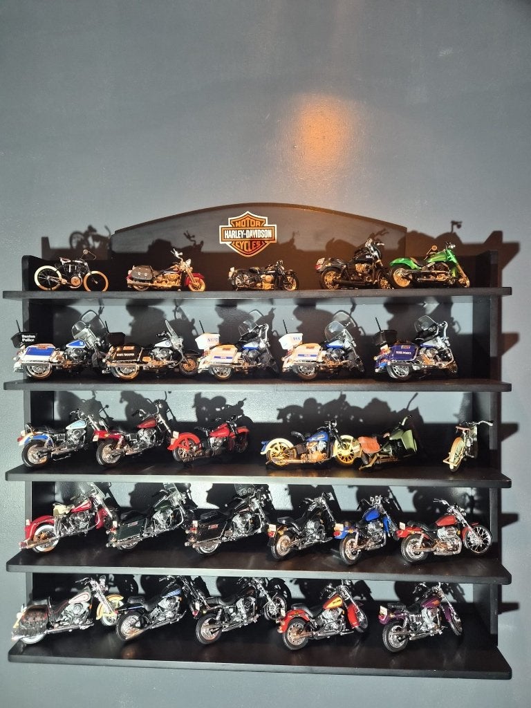 Harley-Davidson Maisto miniatuur collectie + wanddisplay, 1:50 of kleiner, Overige typen, Zo goed als nieuw, Ophalen