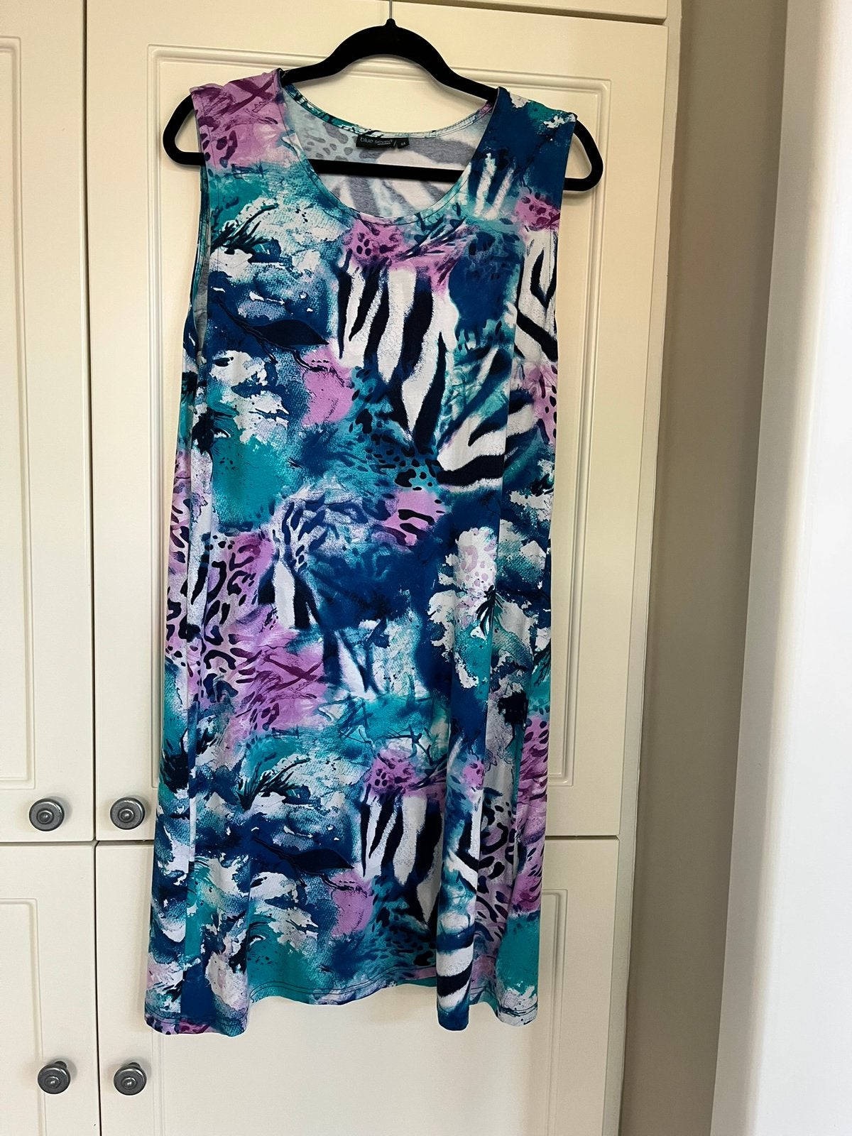 Jurk Maat 44 Blauw lila wit Merk Blue Seven, Kleding | Dames, Blauw, Maat 42/44 (L), Ophalen of Verzenden, Zo goed als nieuw