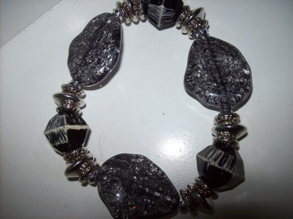Armband Zilver Grijs tint Mooie Kralen rekmodel, Overige materialen, Verzenden, Nieuw, Met bedels of kralen