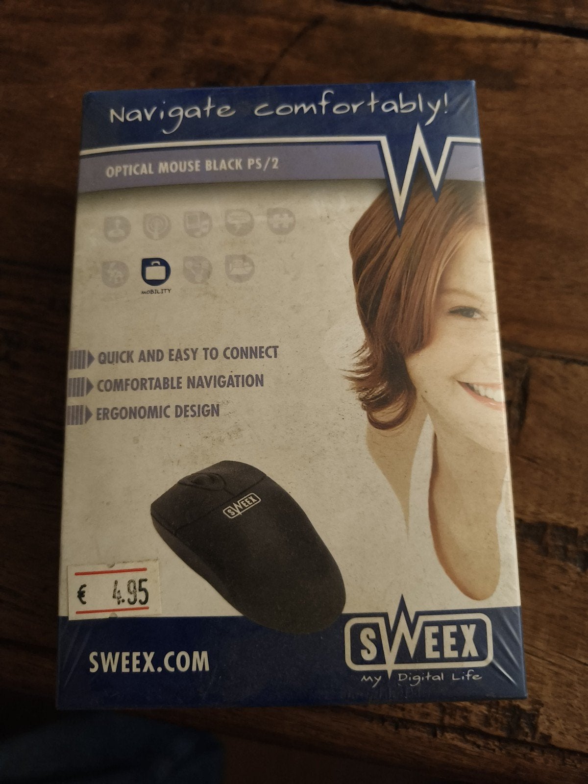 Sweex Optische Muis Zwart PS/2 - Ergonomisch Design, Computers en Software, Muis, Ergonomisch, Nieuw, Bedraad