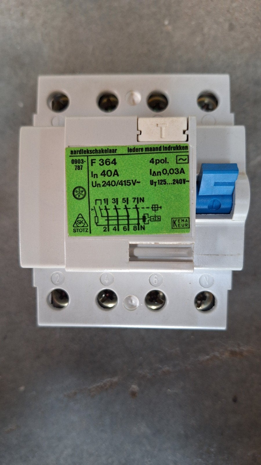 Stotz Aardlekschakelaar 40A 4-polig 0.03A, Ophalen of Verzenden