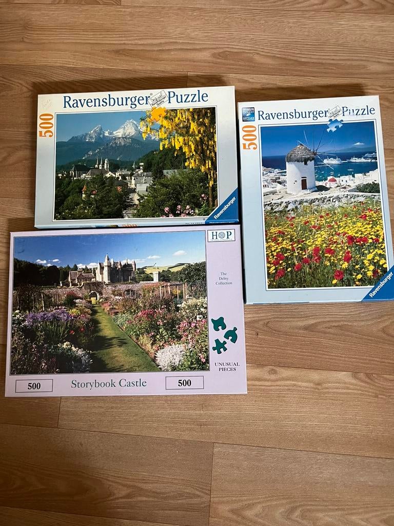 3x puzzel 500 stukjes Ravensburger en HOP, Hobby en Vrije tijd, Denksport en Puzzels, Ophalen, 500 t/m 1500 stukjes, Gebruikt